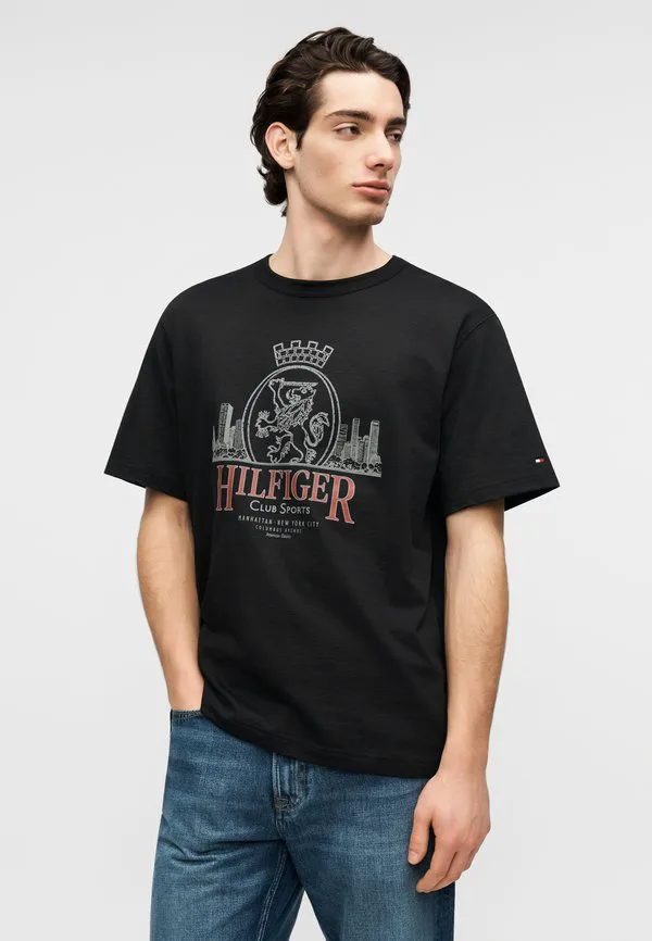 Футболка с текстурированным логотипом и эмблемой heritage. Tommy Hilfiger, Black — фото 4