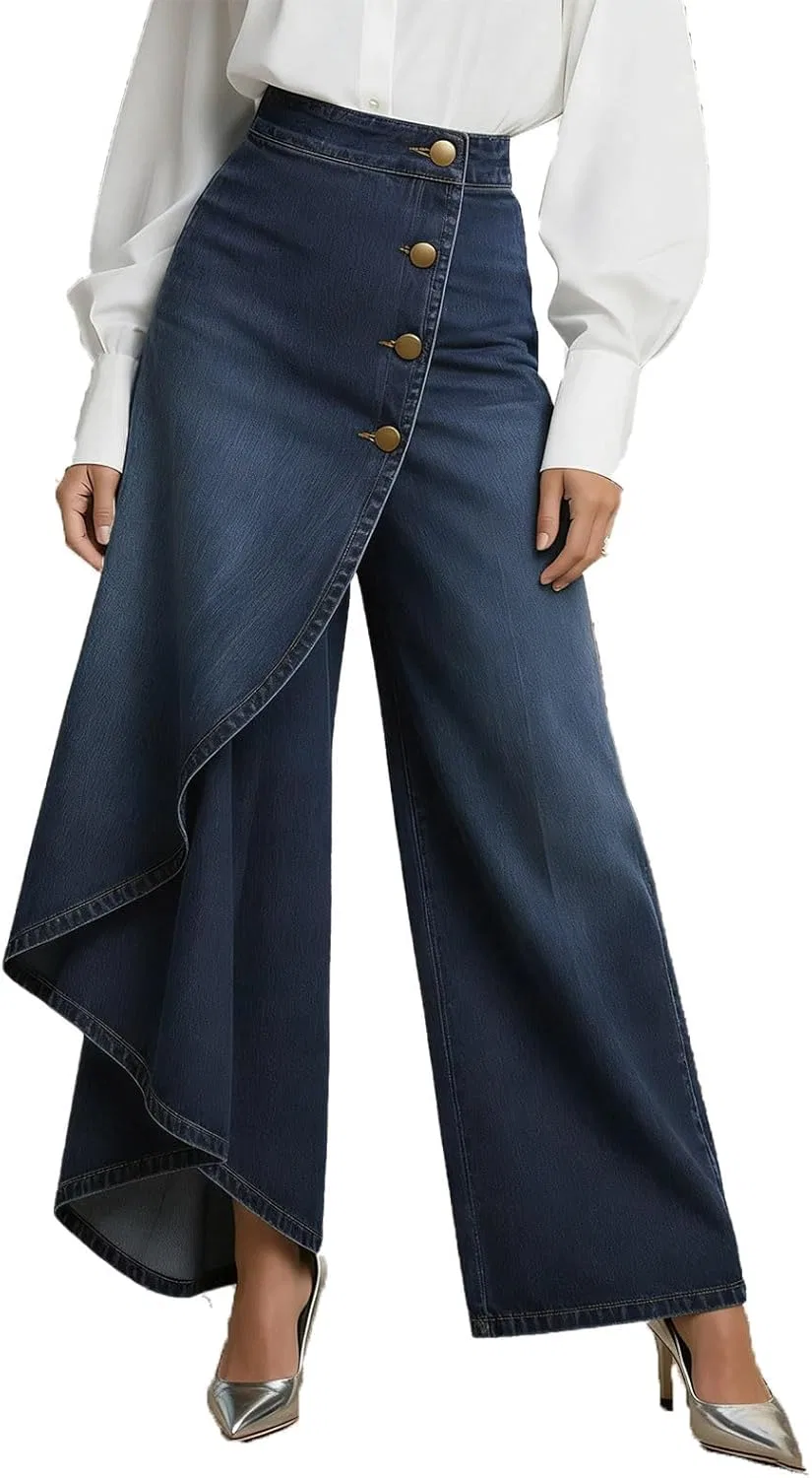 Джинсы свободные, Womens Wide Leg, синие