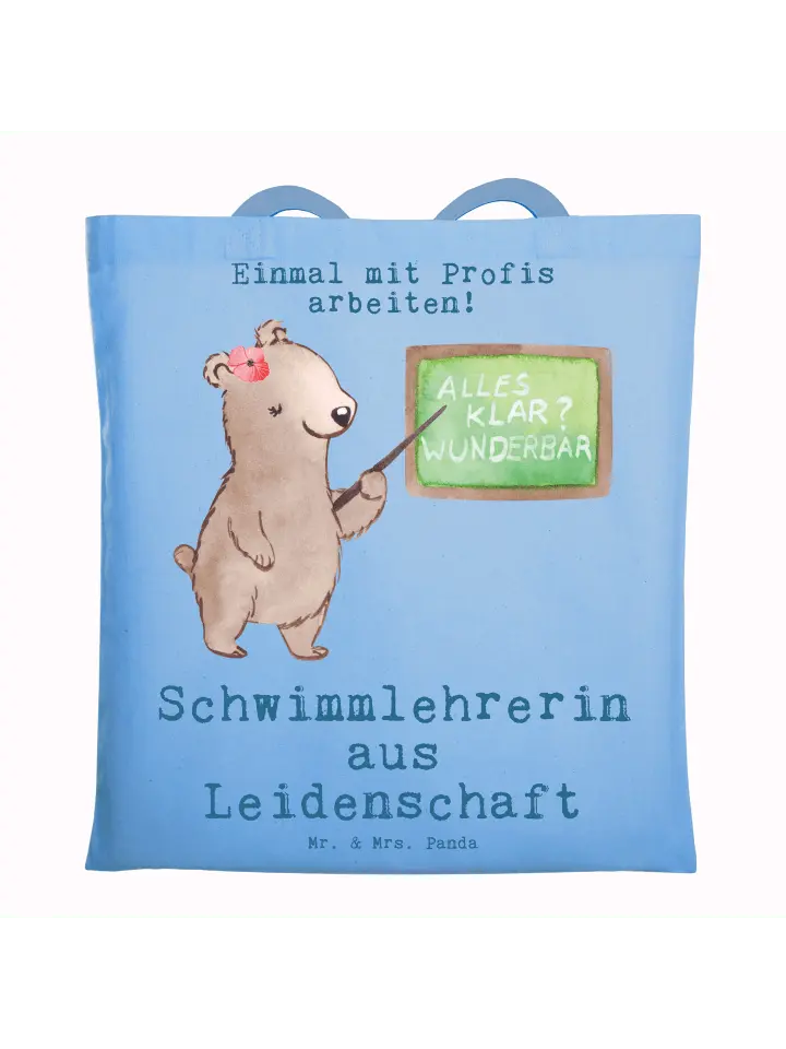 

Сумка для переноски Mr & Mrs Panda Schwimmlehrerin Leidenschaft, небесно-синий