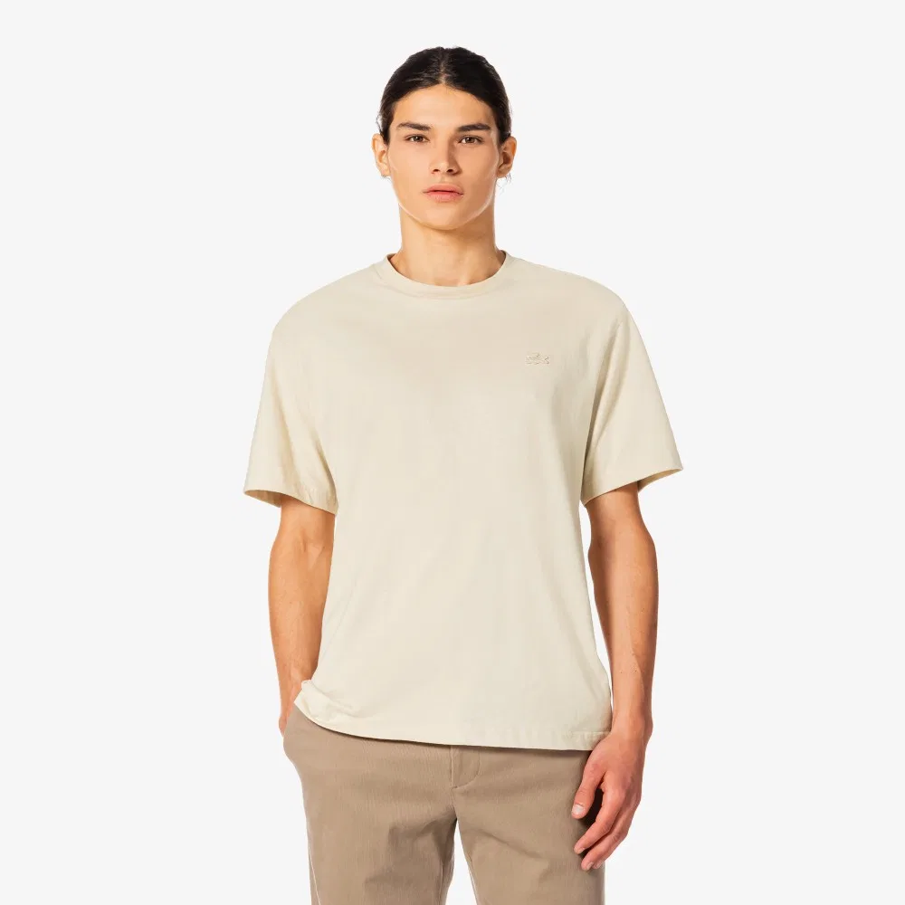Мужская футболка Lacoste с начёсом, базовая, кремовый