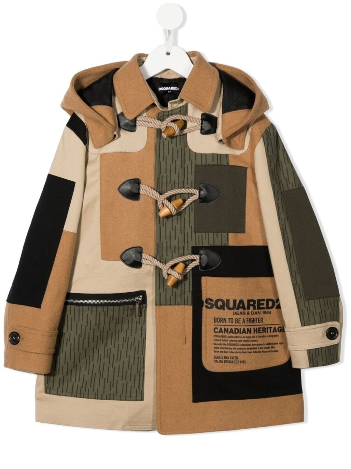 

Дафлкот в технике пэчворк Dsquared2 Kids, коричневый