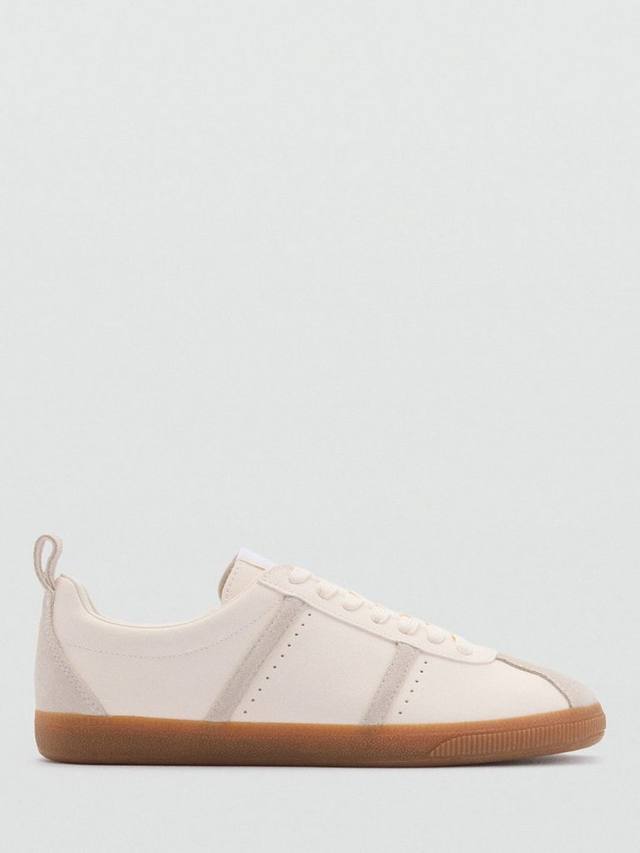 Win Contrast Panel Lace Up Trainers Mango, White