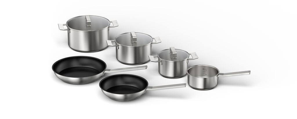 Набор индукционных кастрюль Bosch из 6 предметов HEZ9SE060 4 кастрюли + 2 сковороды, черный