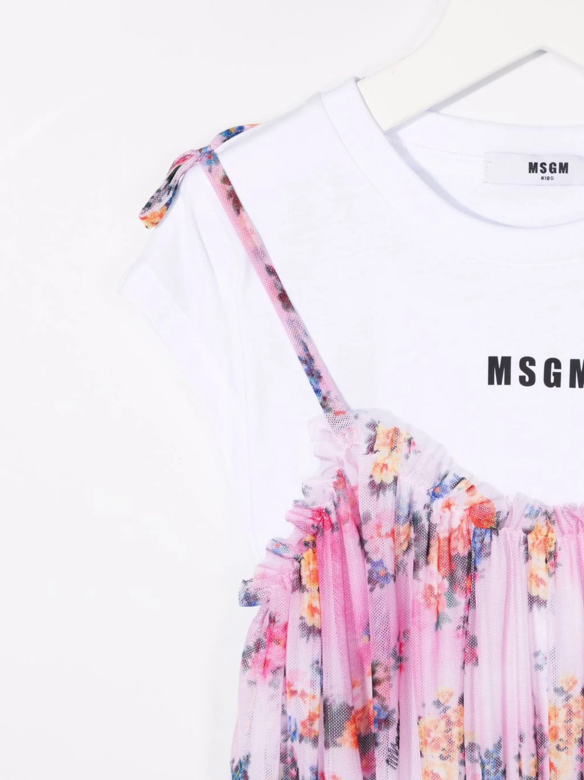 Платье-футболка с цветочным принтом Msgm Kids, белый — фото 3