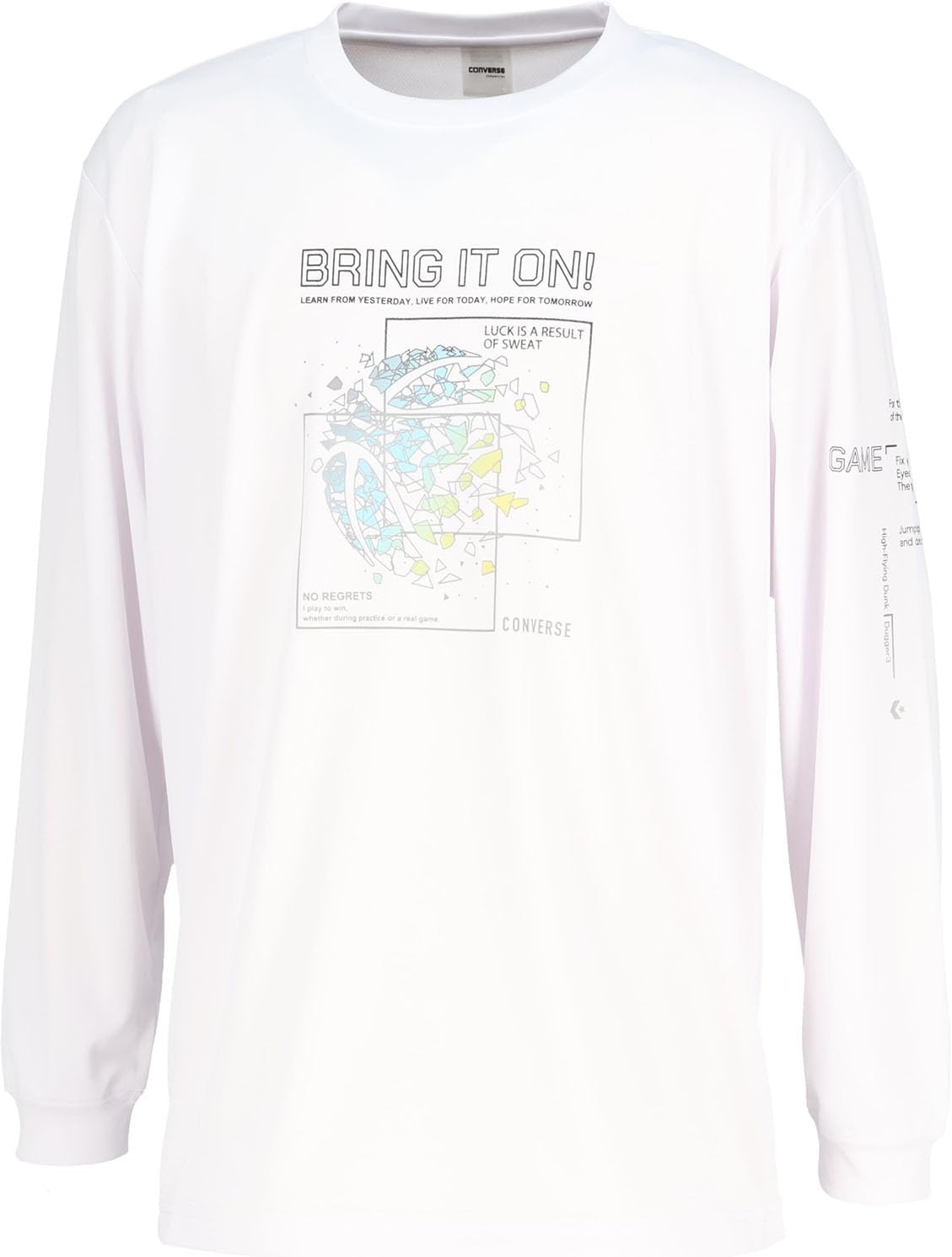 

Баскетбольная футболка с длинным рукавом Converse CB252367L, с принтом, влагоотводящая, быстросохнущая, унисекс, белый/черный