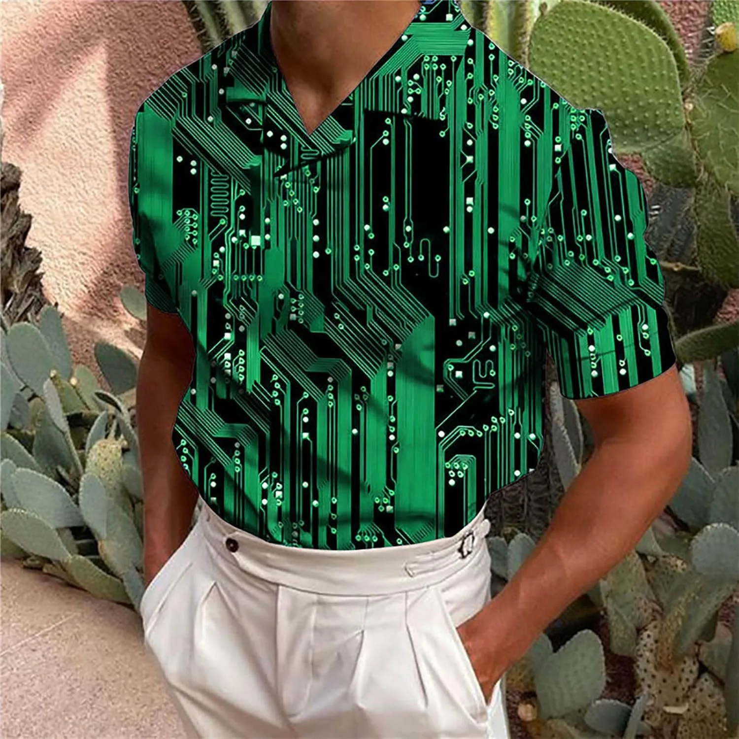 Мужская рубашка Casual Long Sleeve с принтом Circuit Board — фото 2