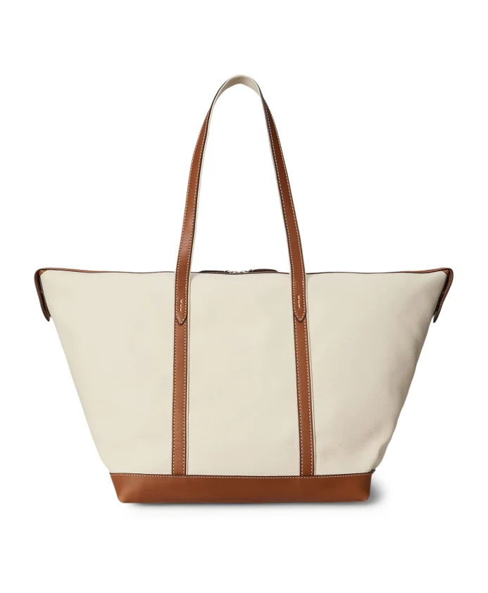 

Кожаная сумка с вышитым логотипом Polo Ralph Lauren, бежевый