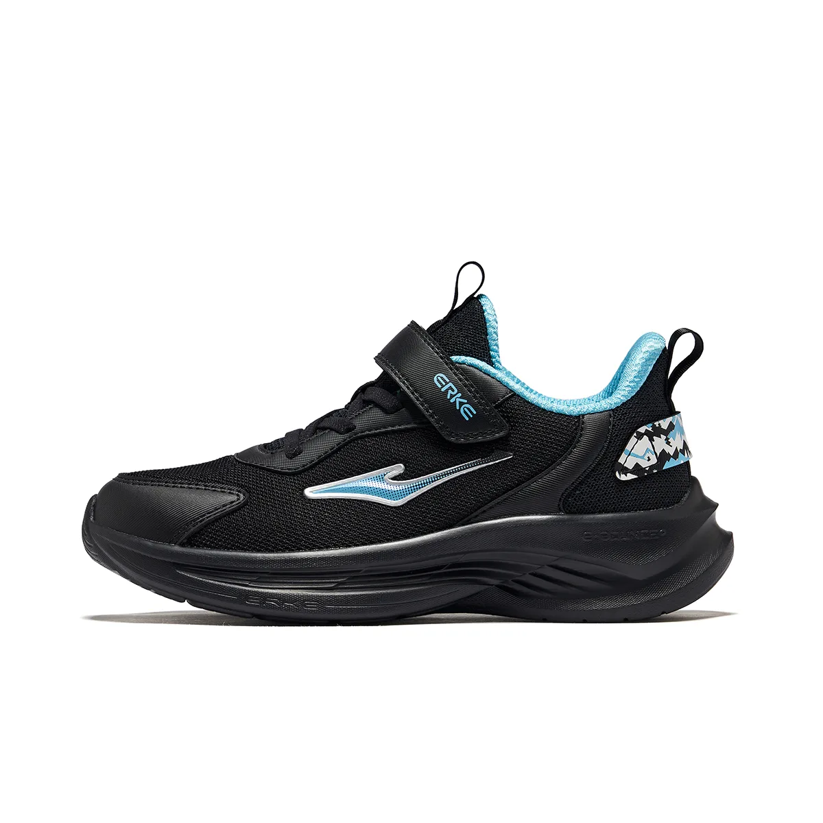 ERKE KIDS Slip Resistant Cushioning Breathable Low top Running Shoes Jet Black/Digital Blue Kids'
