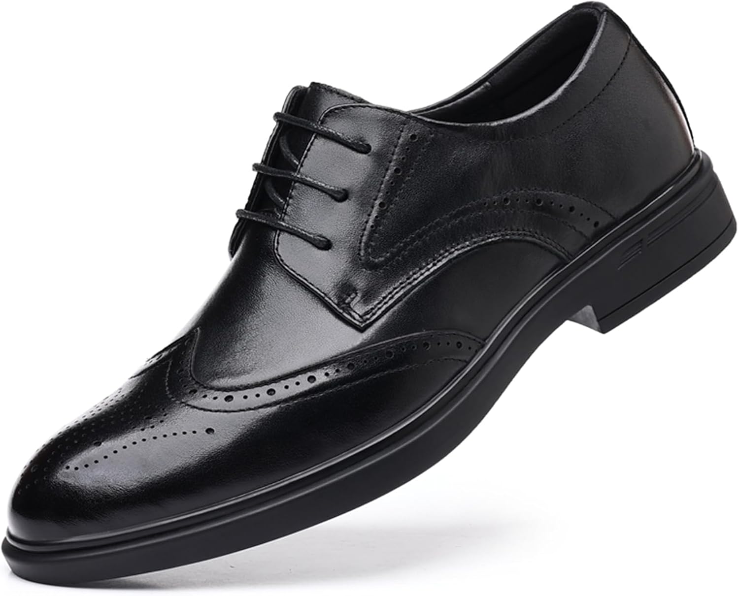 

Мужские классические туфли из натуральной кожи с шнуровкой, деловые оксфорды для мужчин, свадебные и праздничные туфли с крыльями Abborora, черный