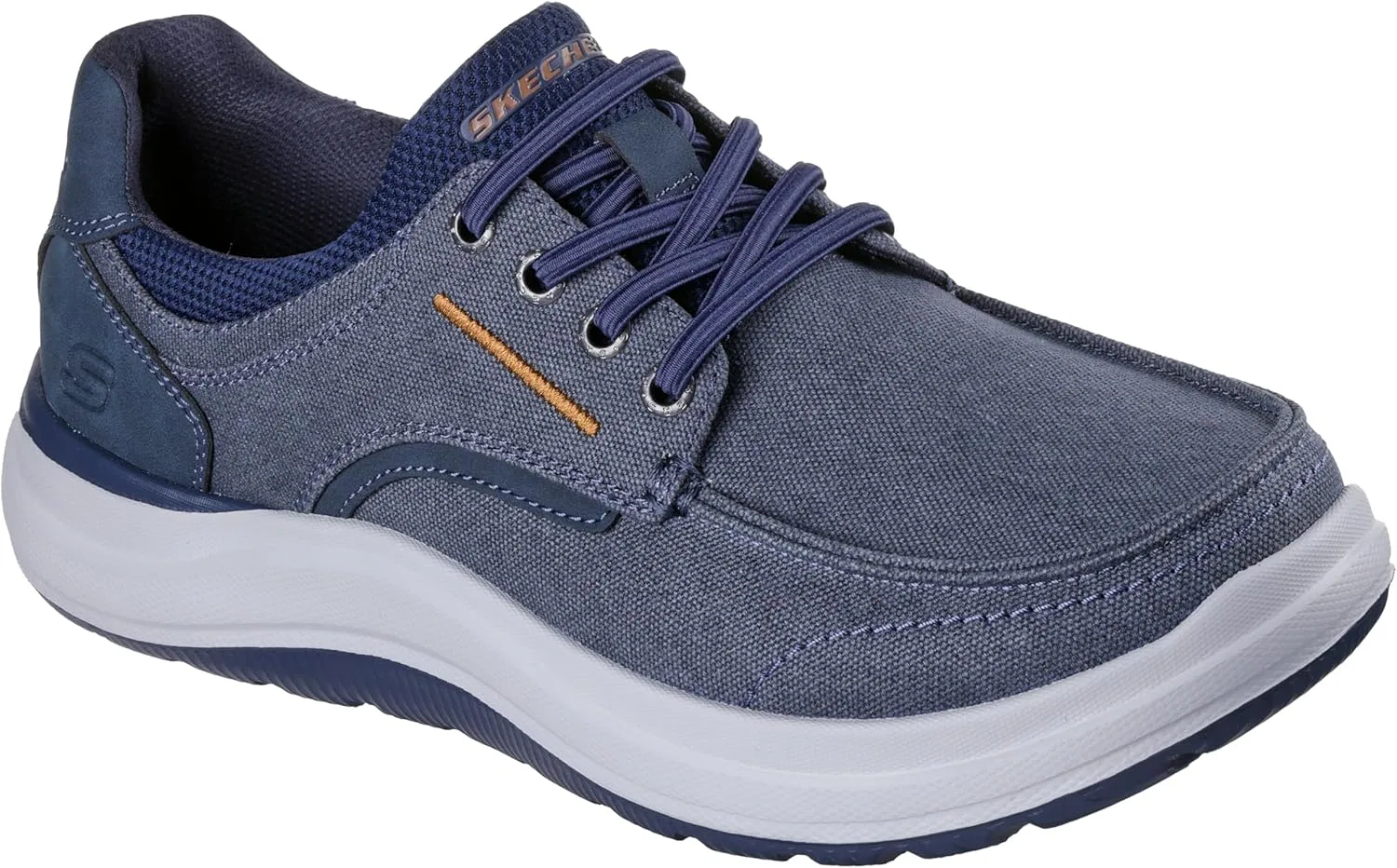 Мужские слипоны Skechers USA Altman - Finch Moc Toe Canvas Bungee Lace, Navy — фото 4