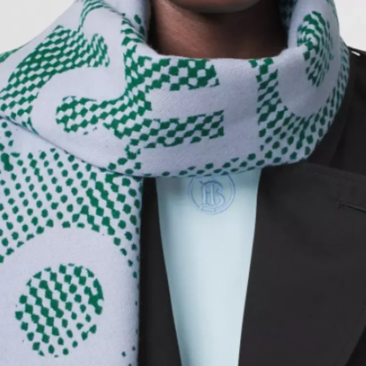 Шерстяной вязаный шарф унисекс темный елово-зеленый Burberry — фото 3