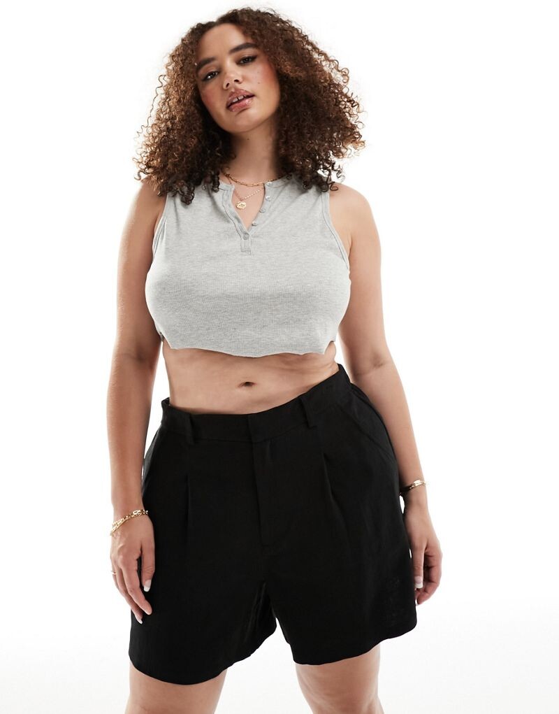 

Черные льняные шорты ASOS DESIGN Curve Dad
