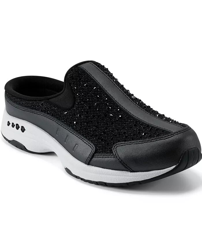 Женские блестящие сандалии Slip On Casual Clogs для путешествий Easy Spirit, черный