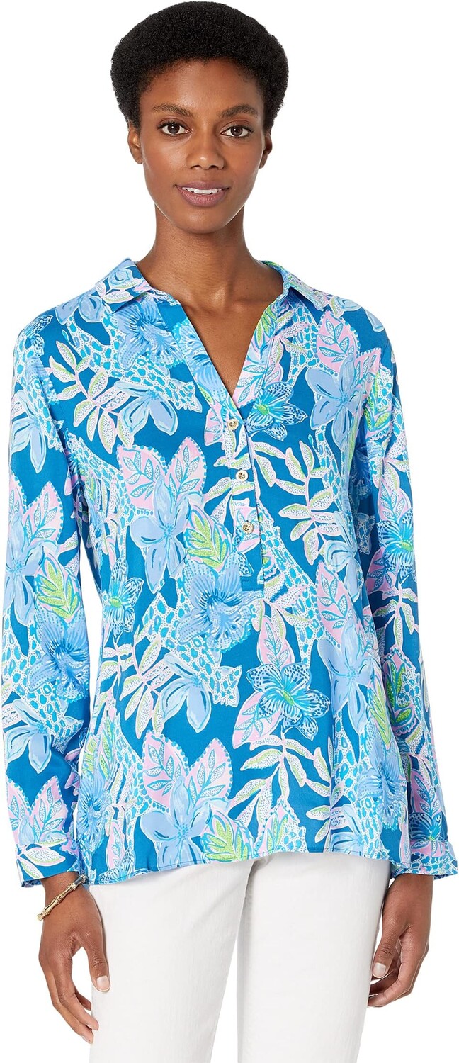 

Пуловер Lilly Pulitzer Lillith Tunic, цвет Macaw Blue Tall Me About It