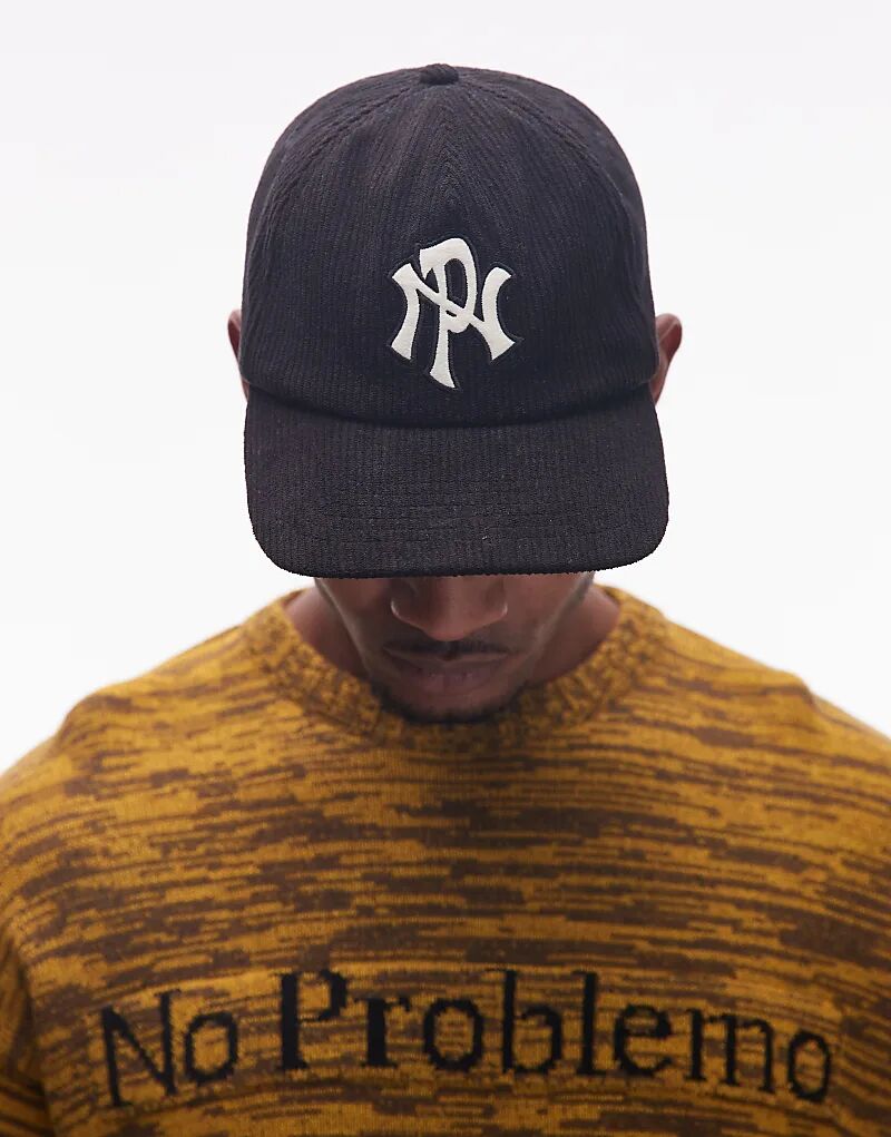 

Вельветовая хлопковая кепка с логотипом No Problemo черного цвета