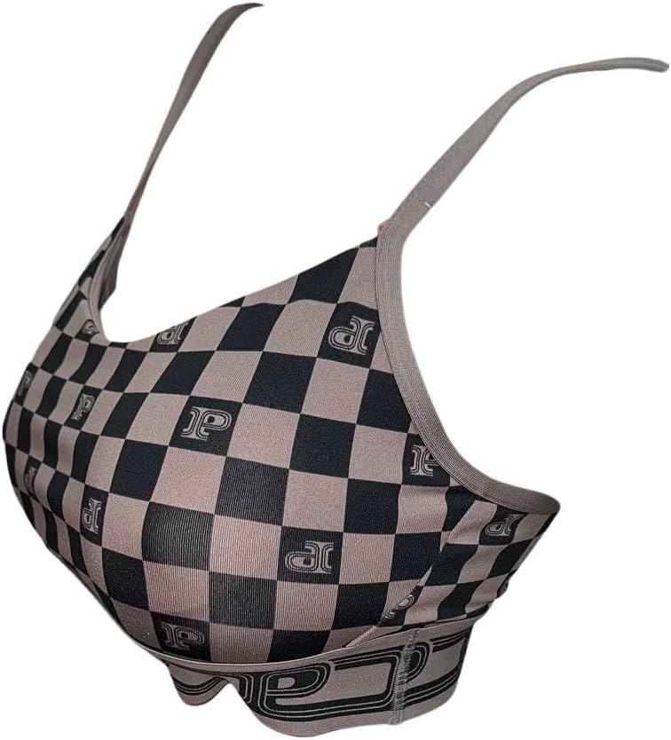 

Розовый спортивный бюстгальтер Victoria's Secret Ultimate с разноцветным клетчатым принтом. Новый., Multicolor/Checkered