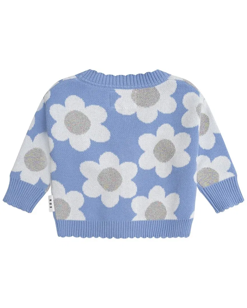 Детский кардиган для девочек с принтом Daisy Scalloped Huxbaby, синий — фото 2