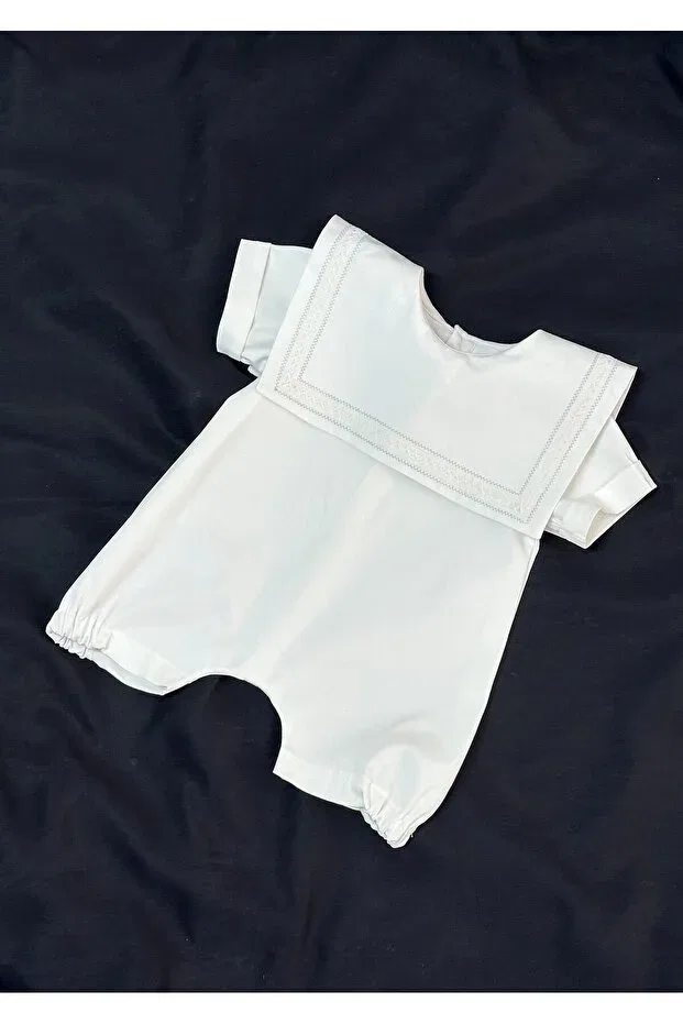 Детский комбинезон для девочек хлопковый Pearl baby white sailor collar vintage embroidered baby romper Heymino, Белый