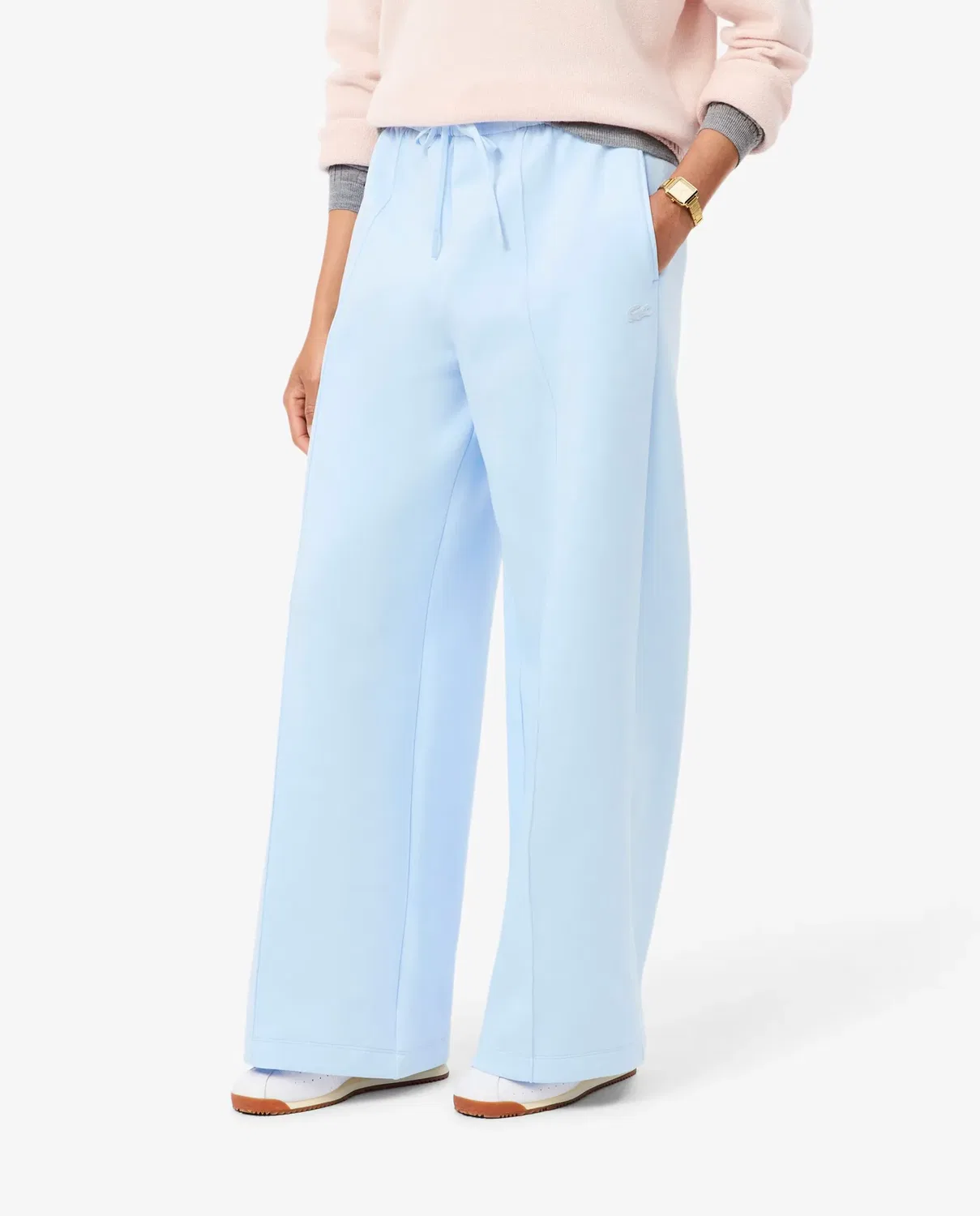 Штаны спортивные женские Lacoste Azul Claro, широкие штанины — фото 3