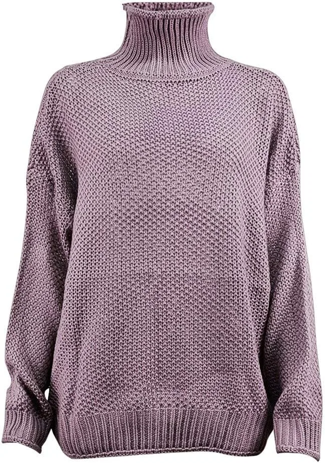 Женский свитер оверсайз с длинным рукавом, модель Batwing Long Sleeve, A05- Purple — фото 3