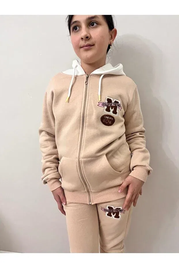 Детский спортивный костюм для девочек с принтом Esterella, Beige