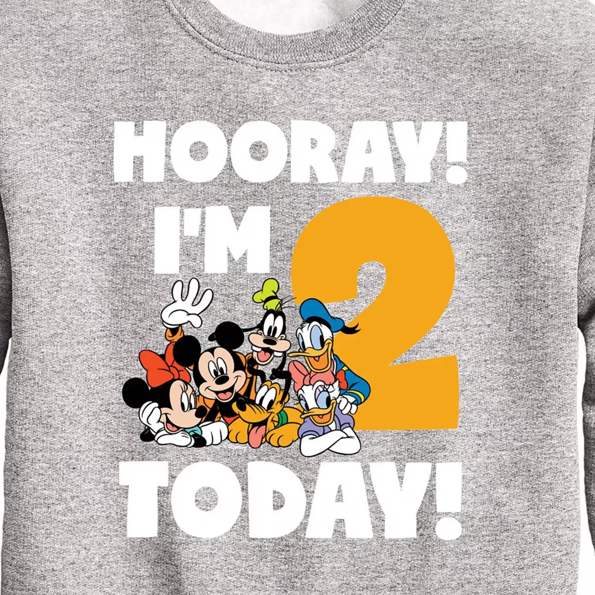 Детский свитшот для девочек с принтом Hooray I'm 2 Today Disney, Athletic Heather — фото 2