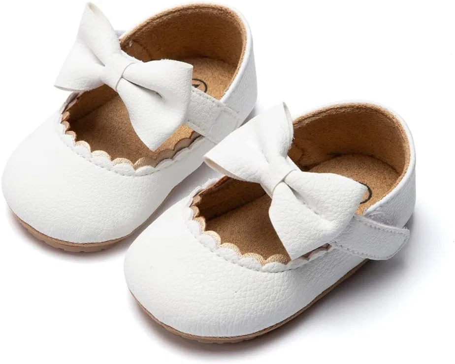 Детские туфли Мэри Джейн для девочек с бантом Princess Bowknot Wedding Newborn Dress Shoes, White — фото 2