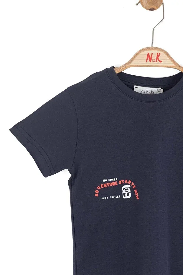 Мужская футболка с принтом Smile Nk Kids, Navy Blue — фото 3