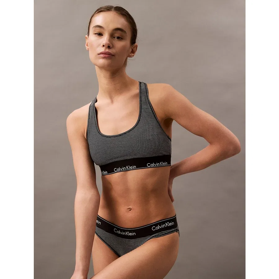 Спортивный бюстгальтер без косточек с полосками Calvin Klein, Черный