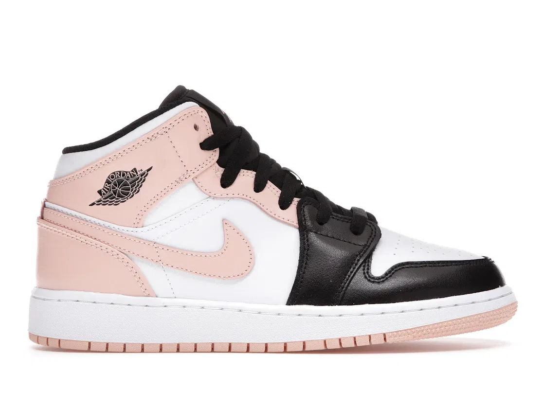 Детские кроссовки Lifestyle с цветной вставкой Jordan 1 Mid, White/Arctic Orange-Black