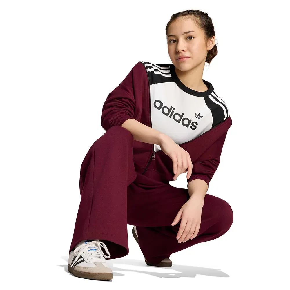 Детские брюки для девочек с широкой штаниной Wide Leg Fleece Adidas Originals, Red — фото 4