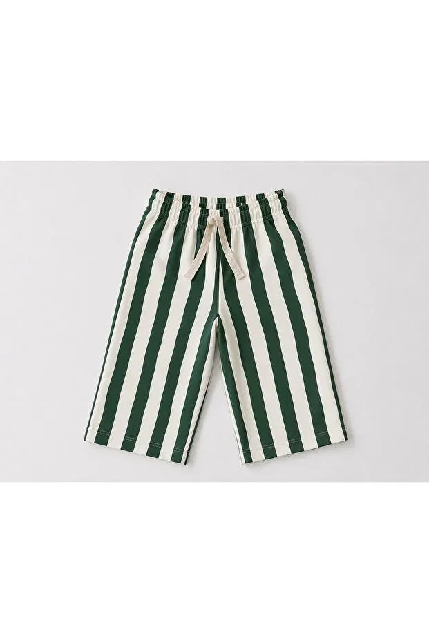 Детские брюки для девочек в полоску Bright days striped organic certified baby pants The Nest Kids, Green — фото 4