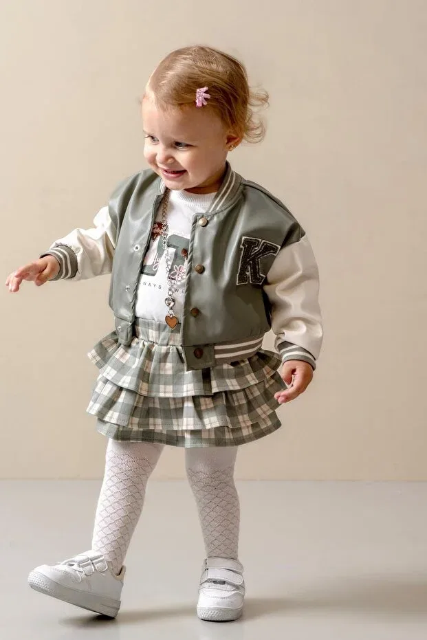 Детский комплект для девочек кожаный с принтом Party Jnf Kids, Mint Green