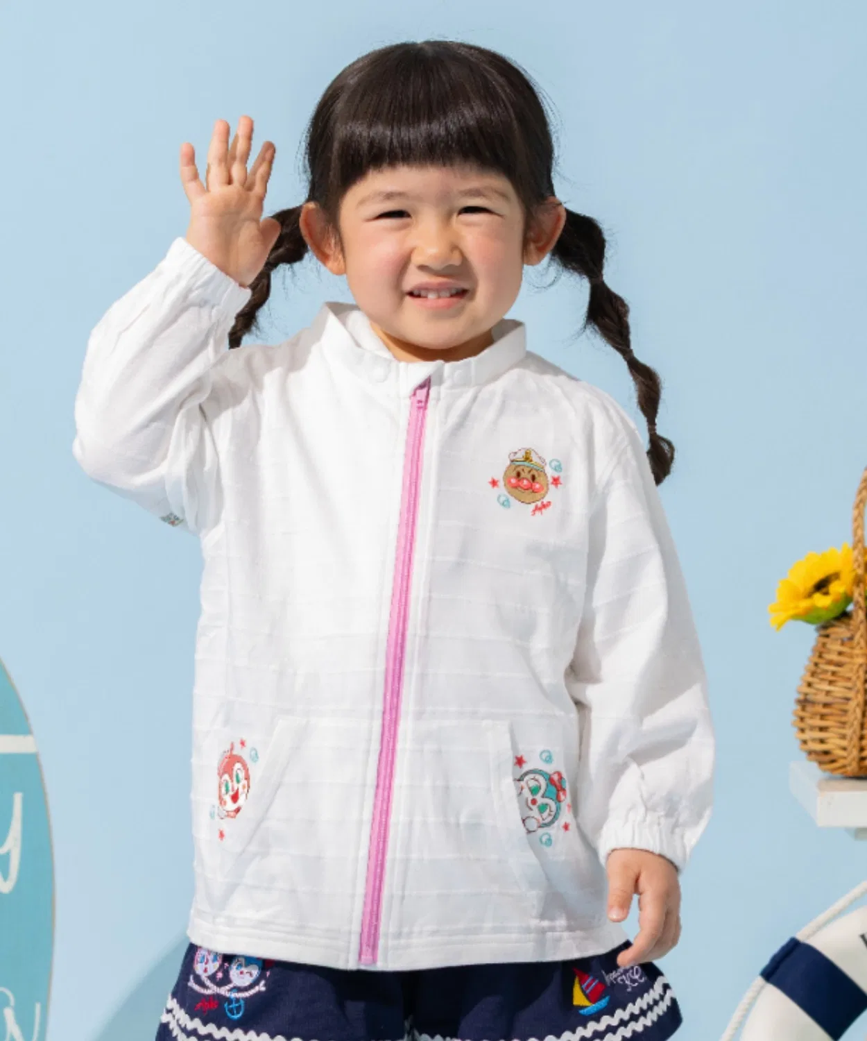 Детский тонкий худи с вышивкой Anpanman Kids Collection, Off White