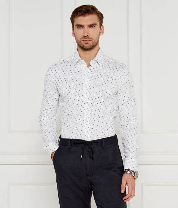 Мужская рубашка с длинным рукавом P-Hank-Kent Slim Fit BOSS, белый