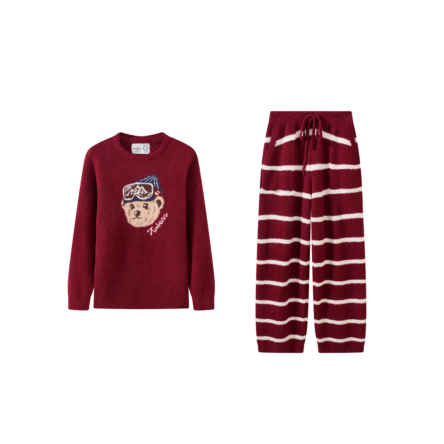 Детский комплект пижамы с флисовой подкладкой Warm Plush Bear Teenie Weenie, Burgundy
