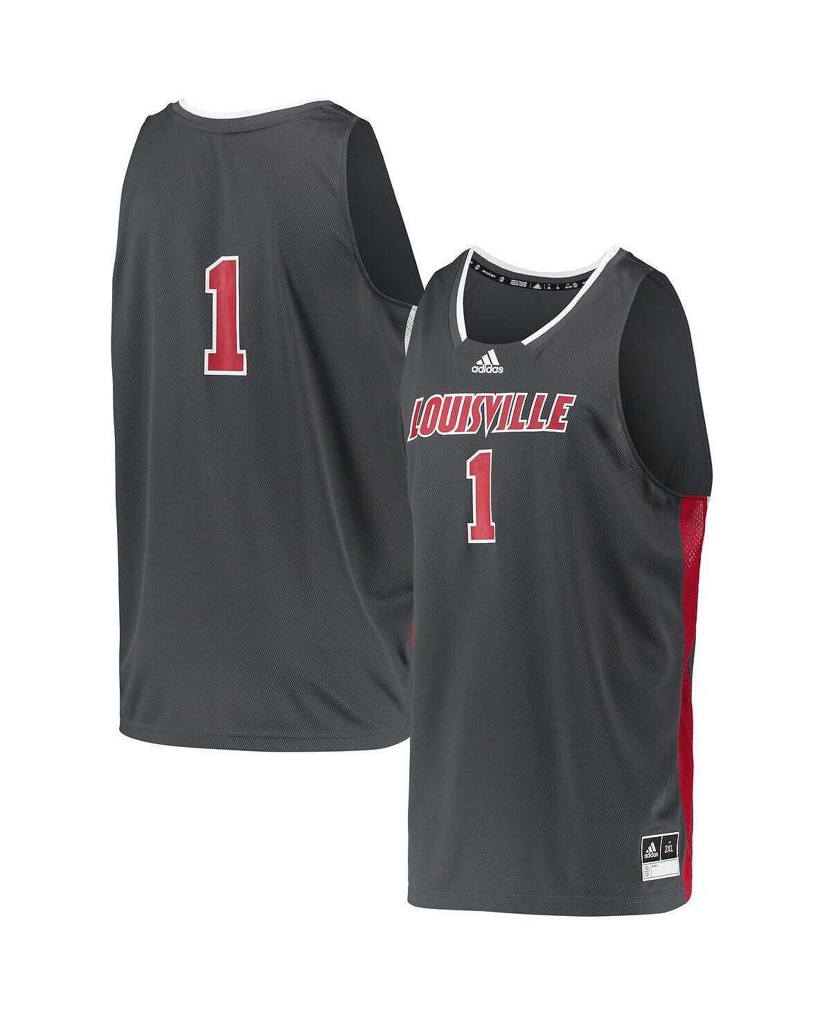

Мужская # 1 черная футболка louisville cardinals reverse retro jersey adidas, черный