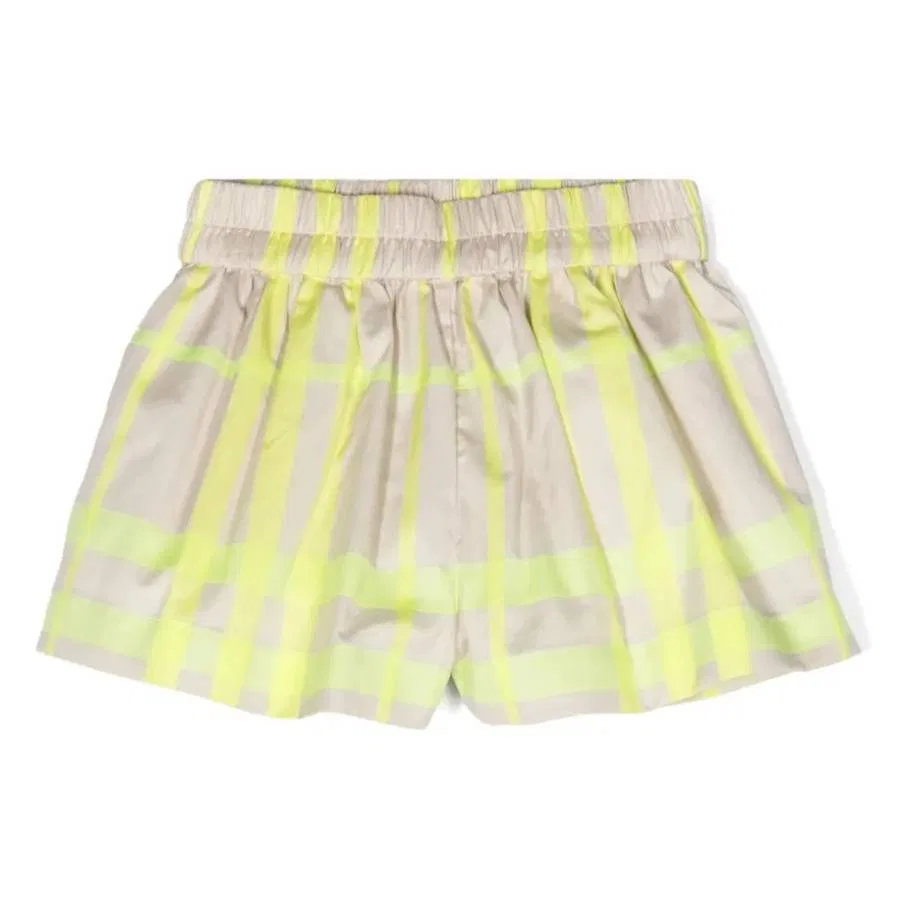 Шорты с принтом Toddler Marcy Check Flared Burberry, Vivid Lime Ip Chk