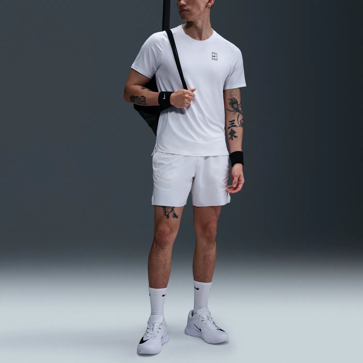 Мужская футболка Nike Court Advantage, White/Black — фото 4