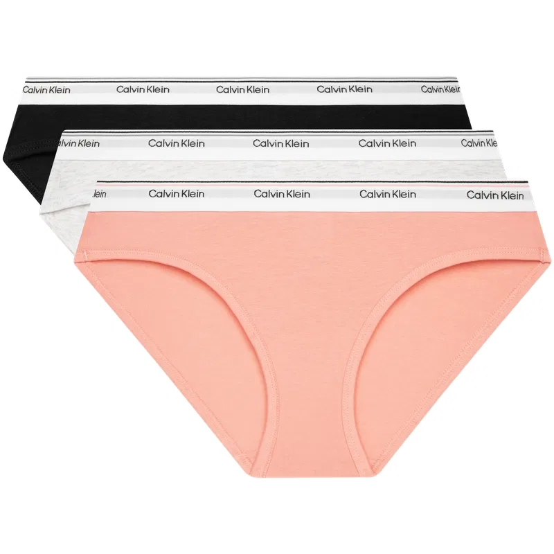 Женские трусы-слипы, комплект из 3 штук, Calvin Klein, Space Black/Coconut Gray/Spring Plum Red