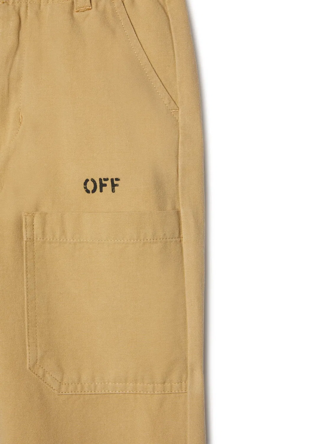 Брюки из хлопка с диагональным узором OFF-WHITE, бежевый/черный — фото 2