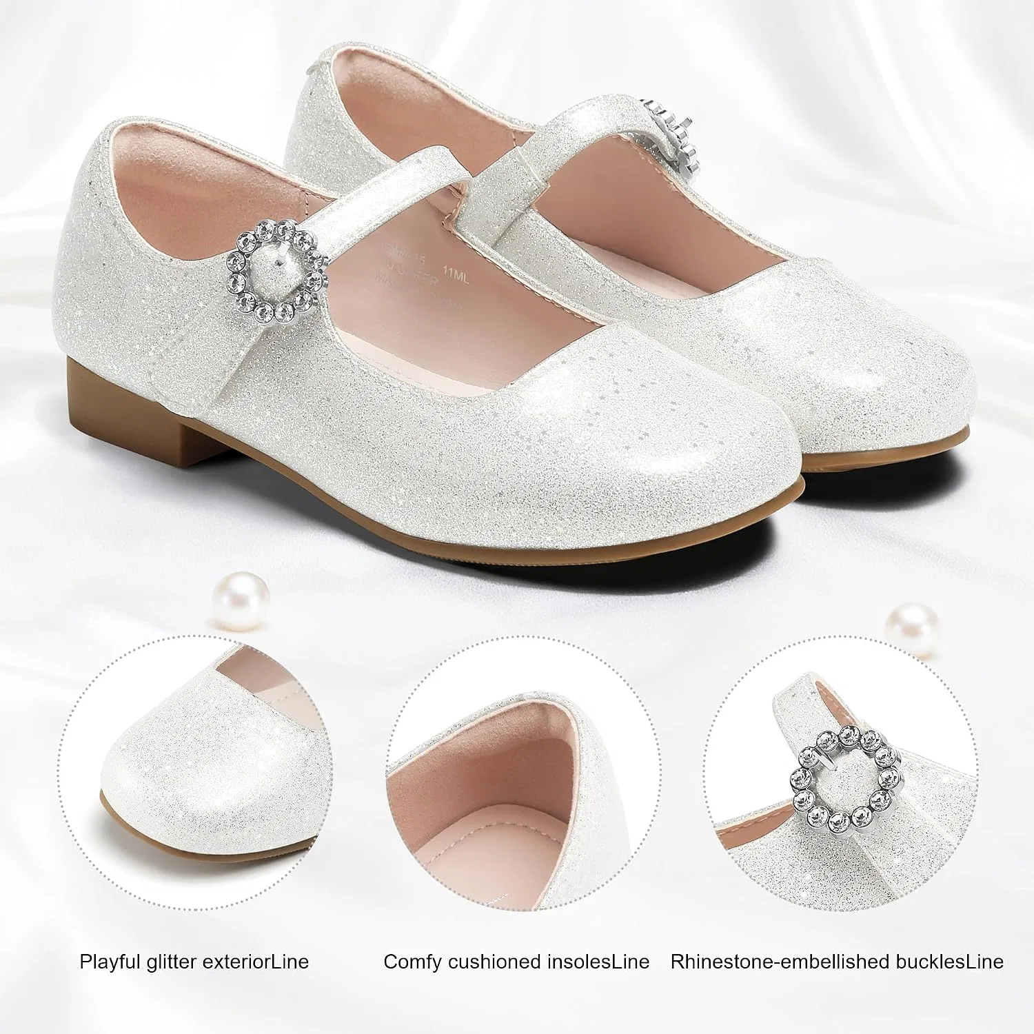 Детские туфли Мэри Джейн с принтом Stelle, Pearl Glimmer — фото 4
