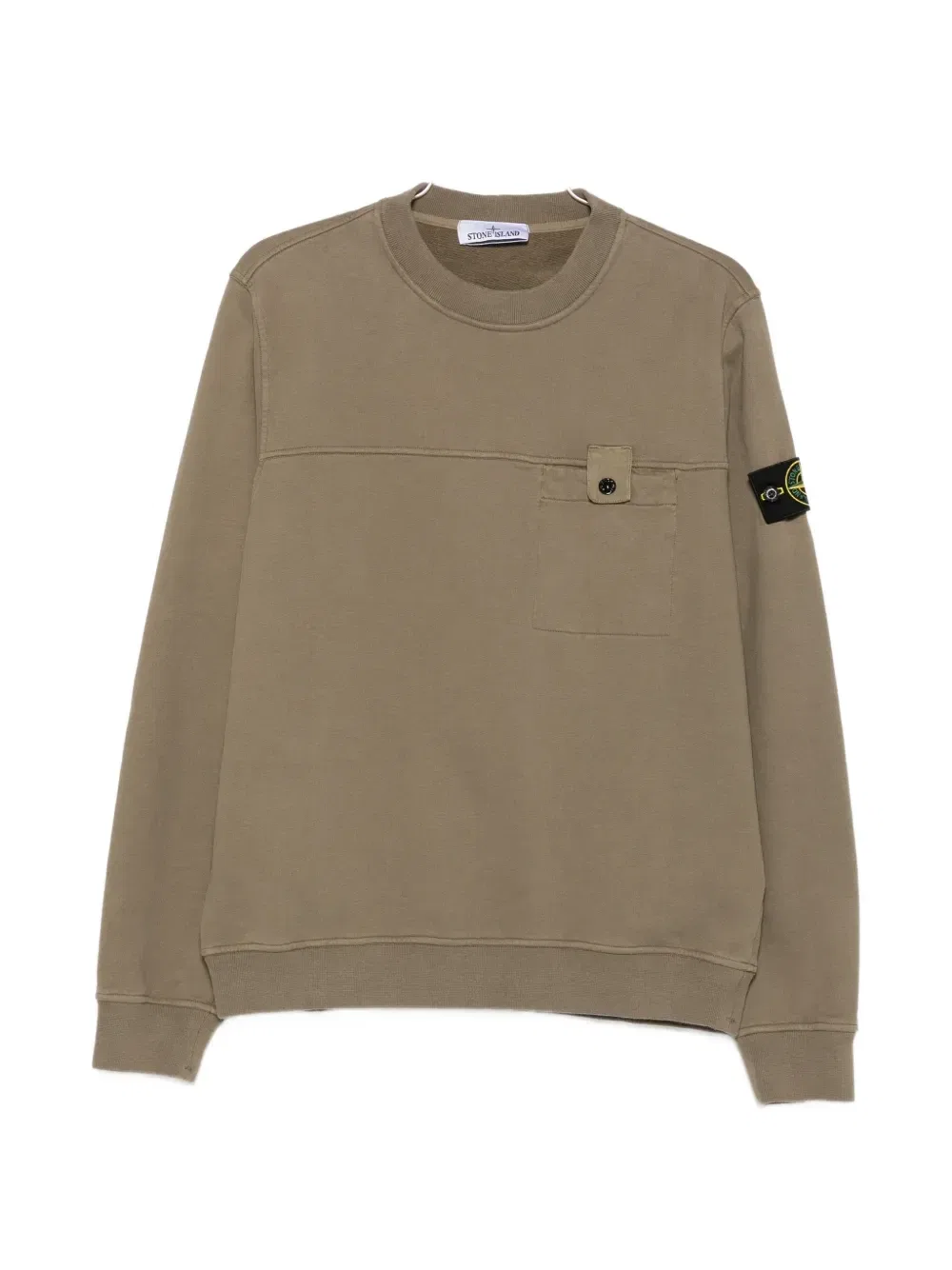Свитшот с нагрудным карманом и нашивкой-логотипом Stone Island, зеленый