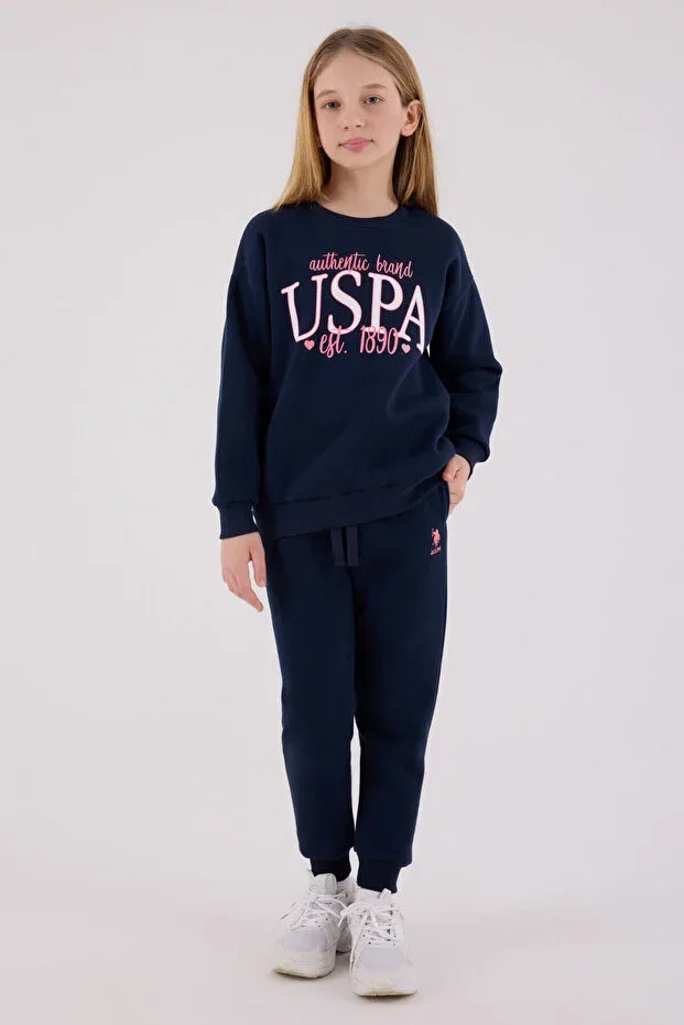Детский спортивный комплект для девочек с принтом U.S. Polo Assn., Navy Blue — фото 2