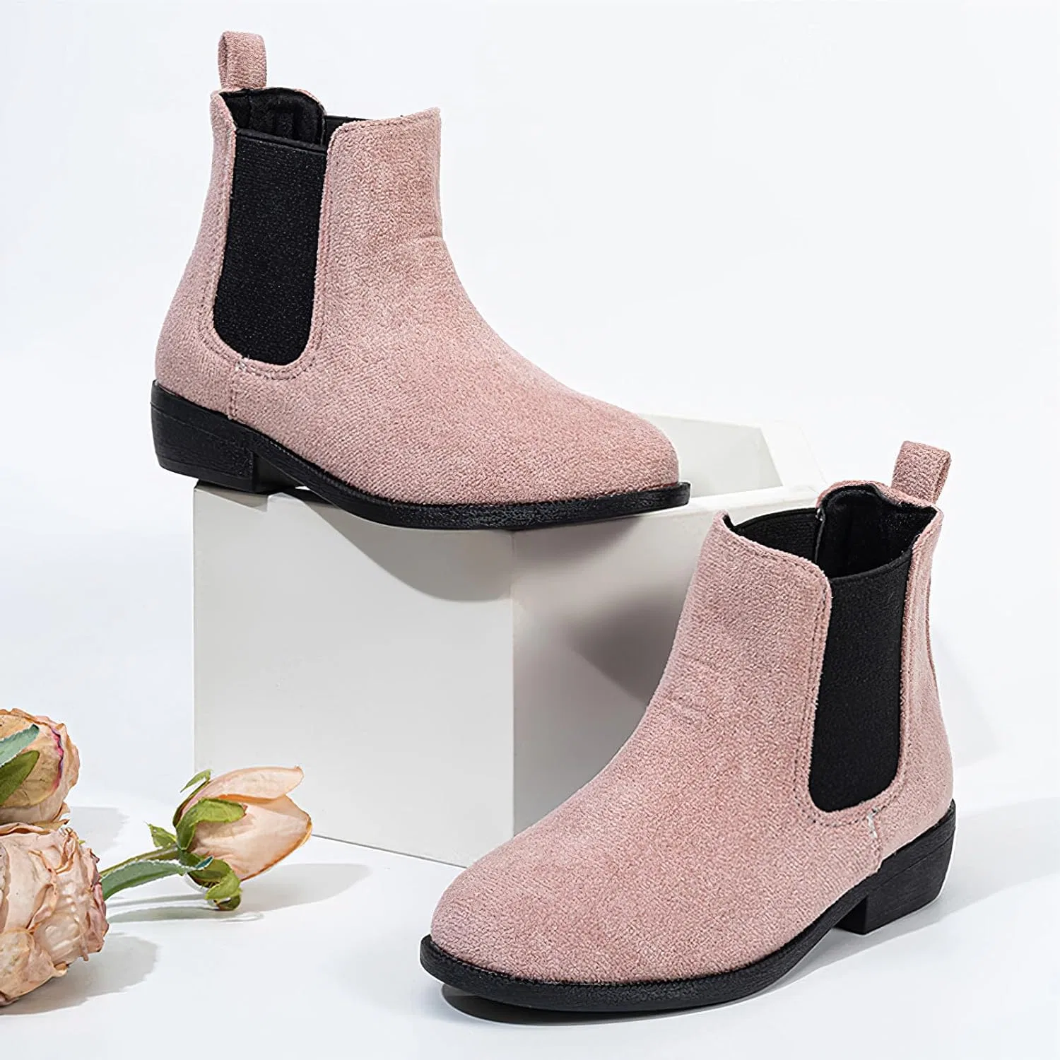 Детские зимние ботинки из искусственной замши на щиколотке rismart, Pink — фото 2