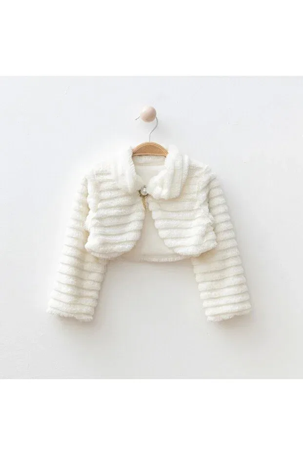 Детская куртка для девочек плюшевое Striped Plush Bolero Lumia Baby, Ecru