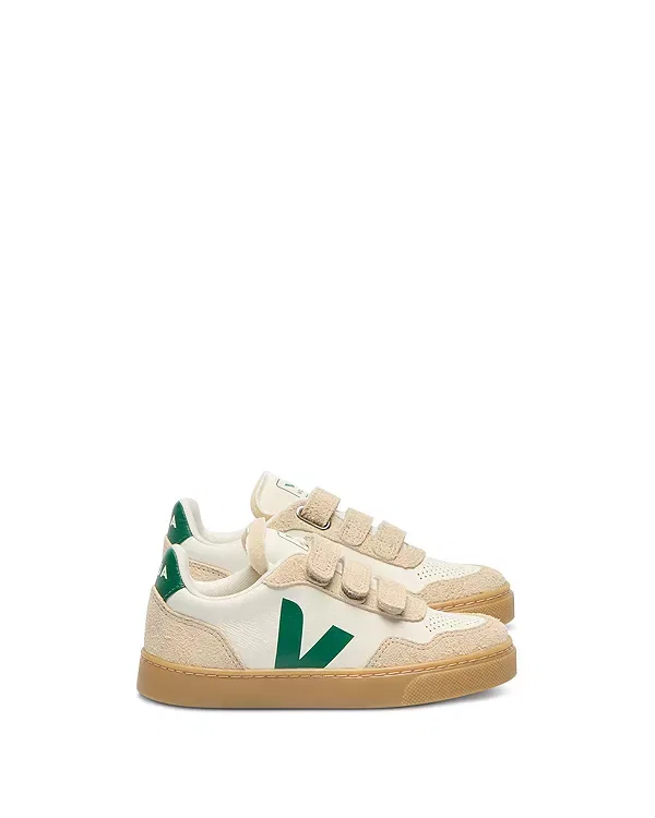 Детские кроссовки для девочек с липучками V-90 Sneakers Veja, Pure Golf Almond — фото 4