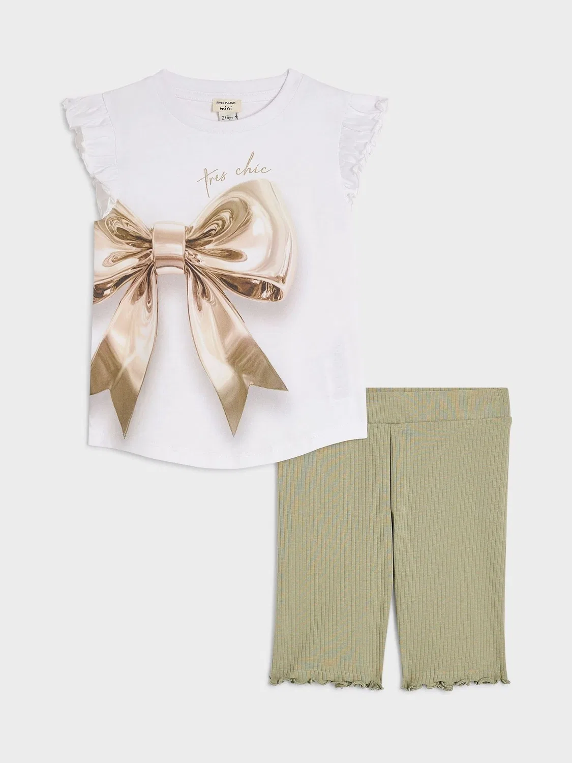 Комплект из футболки и леггинсов с бантом River Island, белый