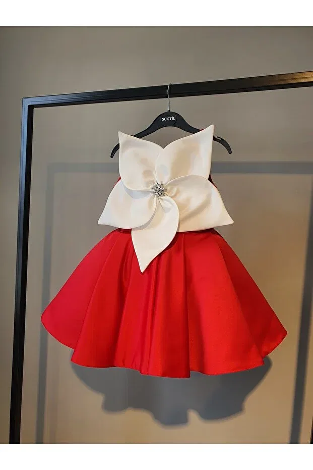 Детское платье для девочек хлопковое Red orchid dress Scstil, Red — фото 2
