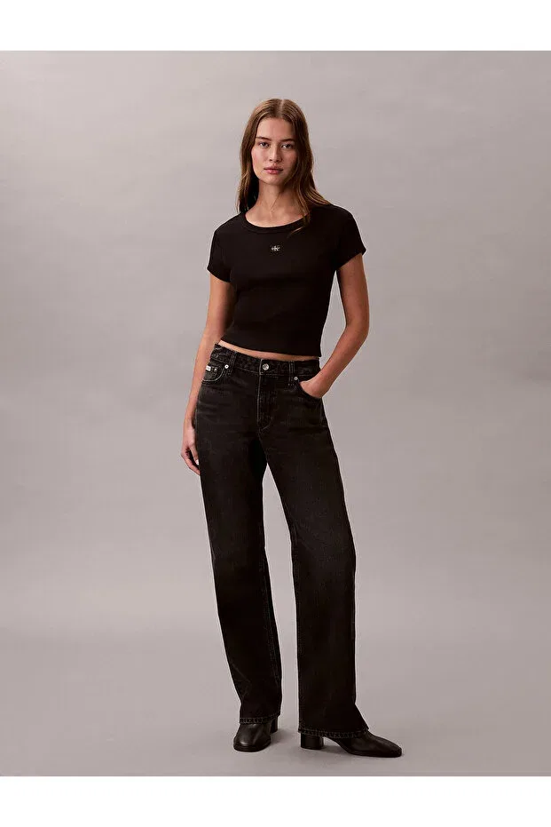 Женская футболка-кроп с коротким рукавом Calvin Klein, Black